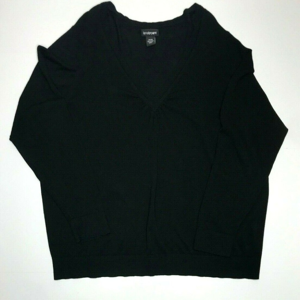 Lane Bryant 26 28 Black V Neck Pullover Sweater